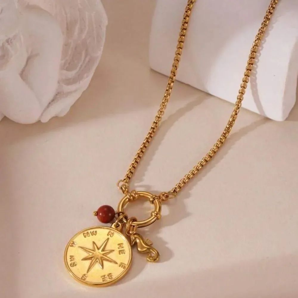 Gold Compass Necklace M526